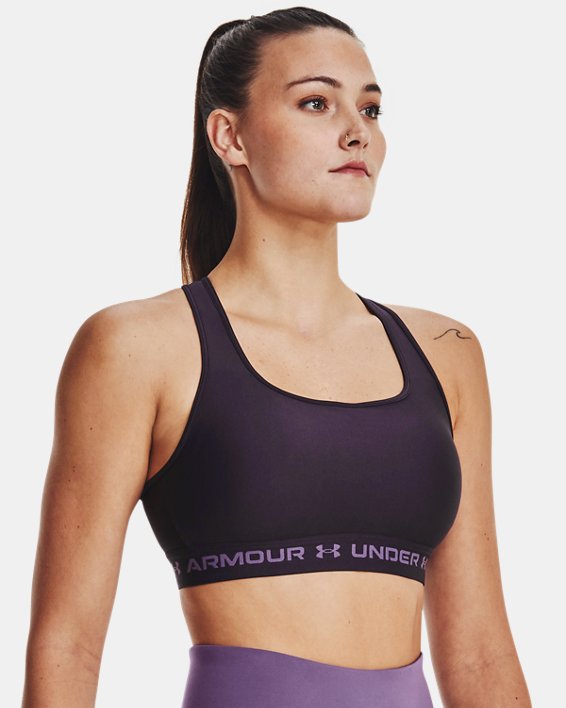 Women's Armour® Mid Crossback Sports Bra, Purple, pdpMainDesktop image number 2